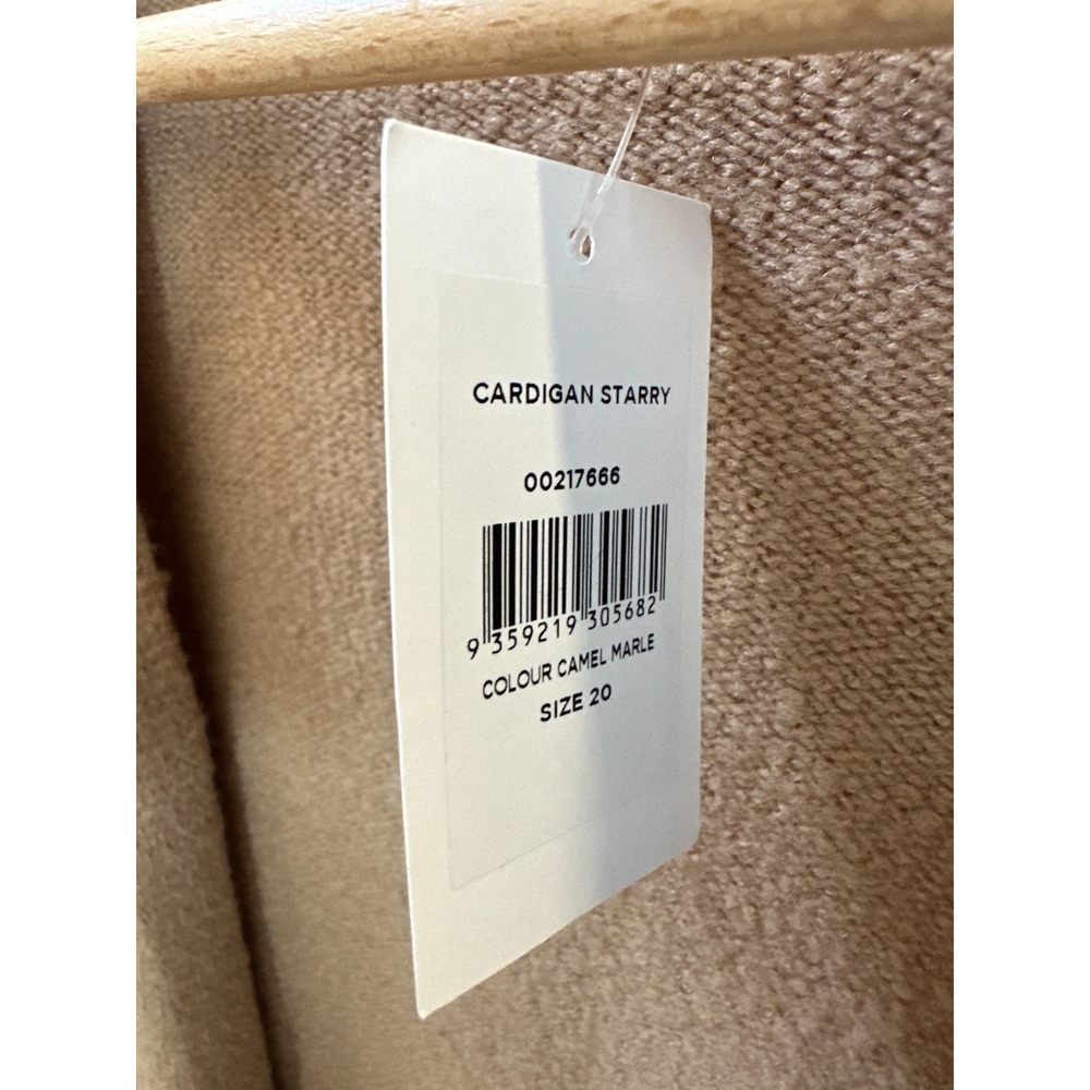 NEW EVANS Starry Camel Star Print Longline Open Front Cardigan Plus Size 20 - Picture 7 of 10